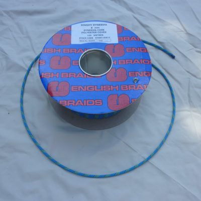 The halyard and dinghy rigging are cut by the installer from a 100 metre reel of Dyneema. Breaking load rated at 1.9 tonnes.