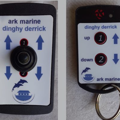 The deck switch to control the winch/windlass, with one of the remote control pendants (2 supplied, more can be used)